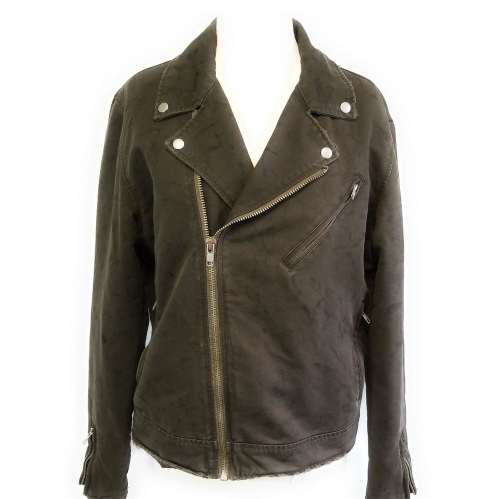 URBAN OUTFITTERS Womens Olive Hunter Green Heavy Moto Field Jacket Coat Size M